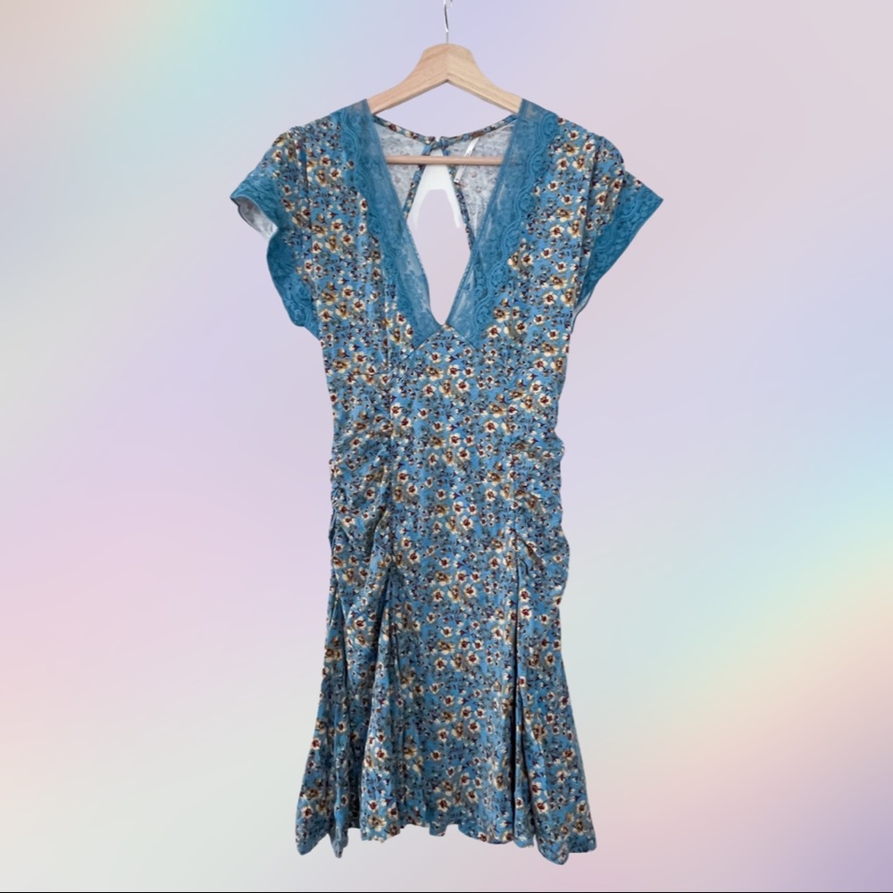 Free People Sweet Talker Mini Dress in River Blue
